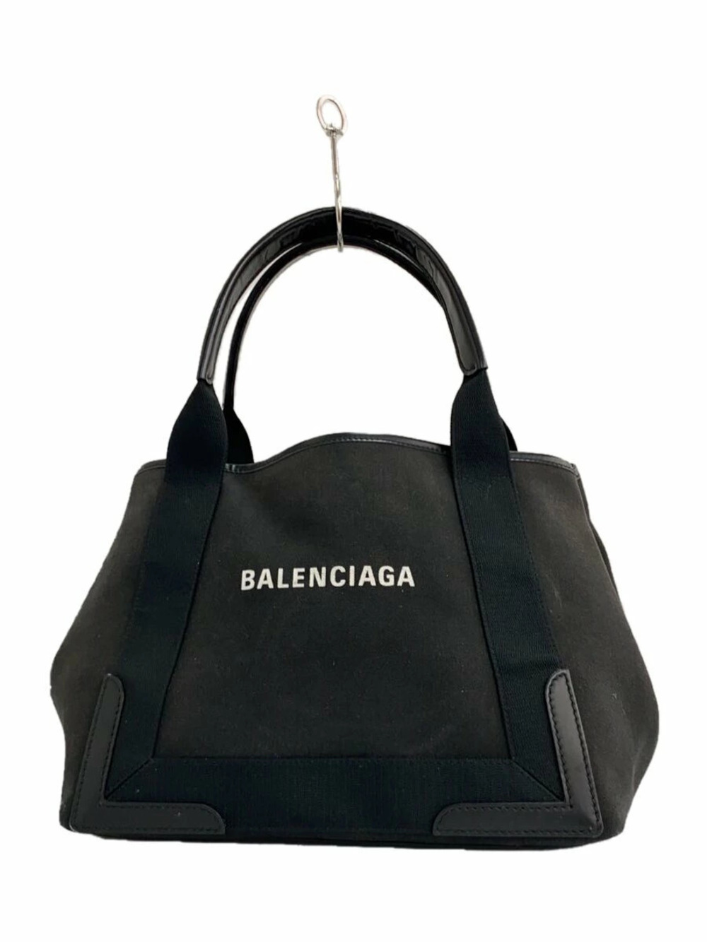 Balenciaga Cabas tote bag white logo leather Black